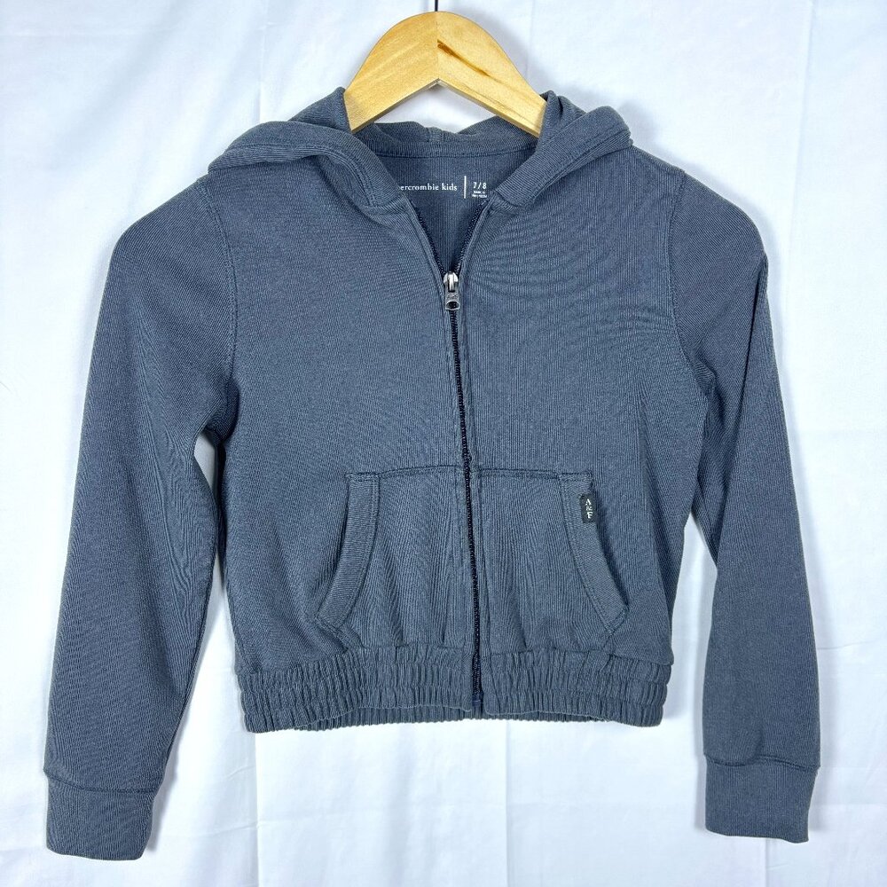 Abercrombie Kids Full‑Zip Hoodie • Girls Size 7/8 • Heather Grey